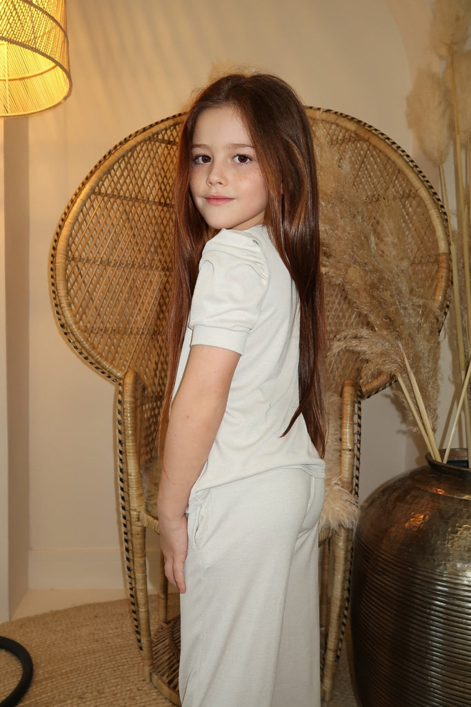 Lauren Goodger & Larose Childrens Beige Puff Sleeve Top - H&L