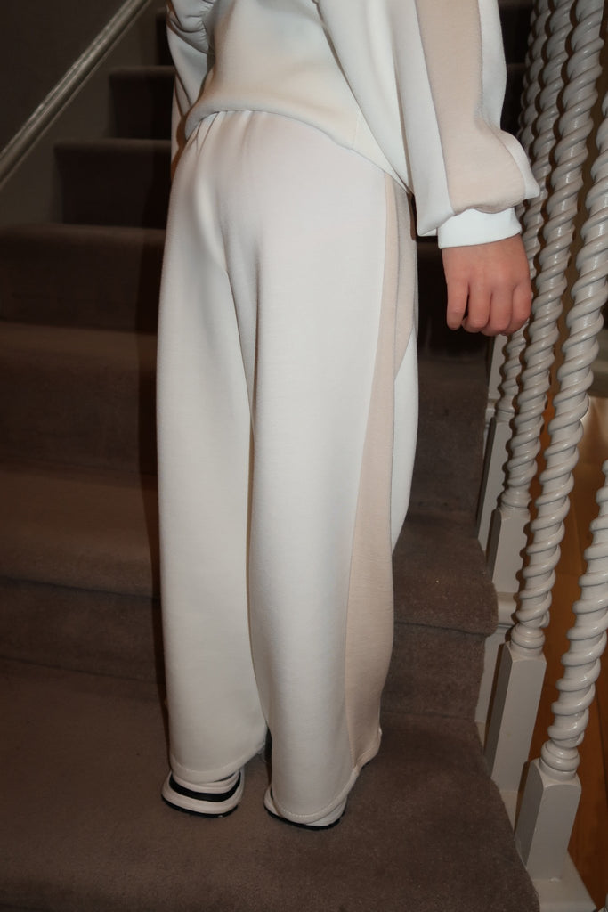 Lauren Goodger & Larose Childrens Beige Side Stripe Wide Leg Trousers - H&L