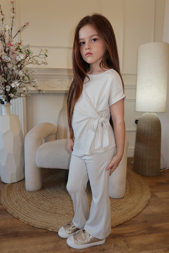 Lauren Goodger & Larose Childrens Beige Side Tie Top - H&L