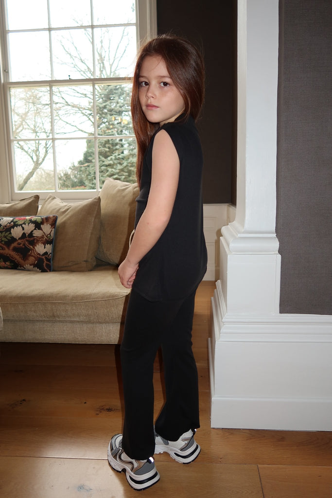 Lauren Goodger & Larose Childrens Black Asymmetrical High Neck Ruched Side Top - H&L