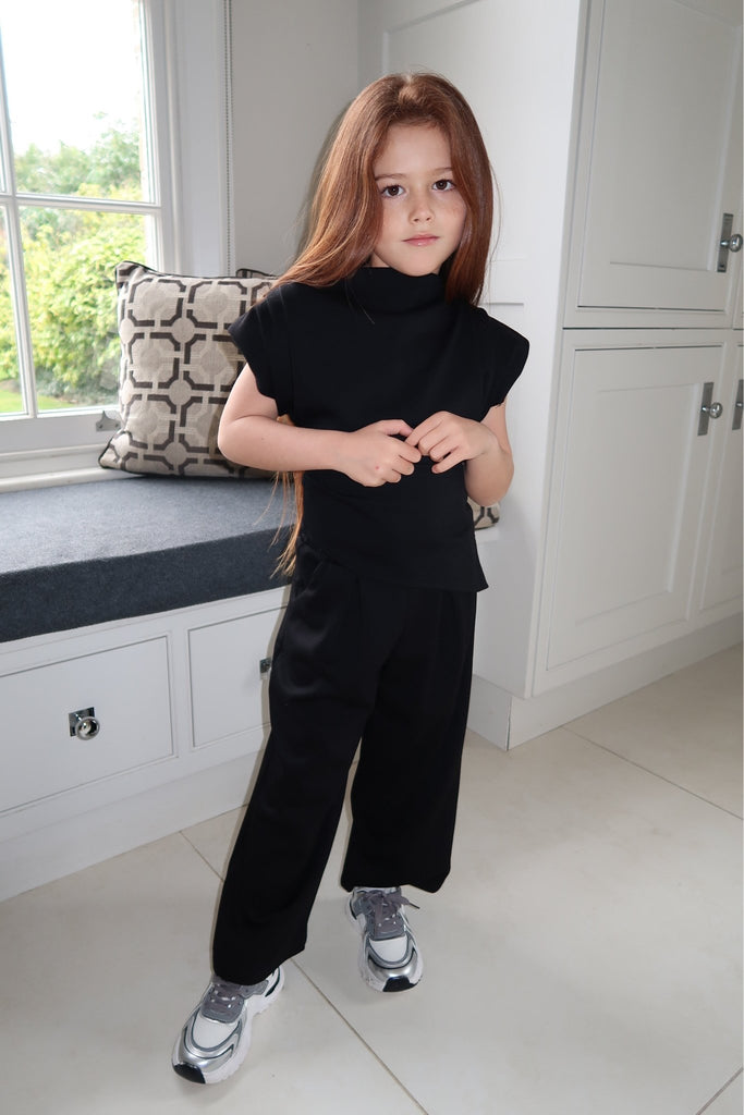 Lauren Goodger & Larose Childrens Black Asymmetrical Wide Leg Co - Ord - H&L