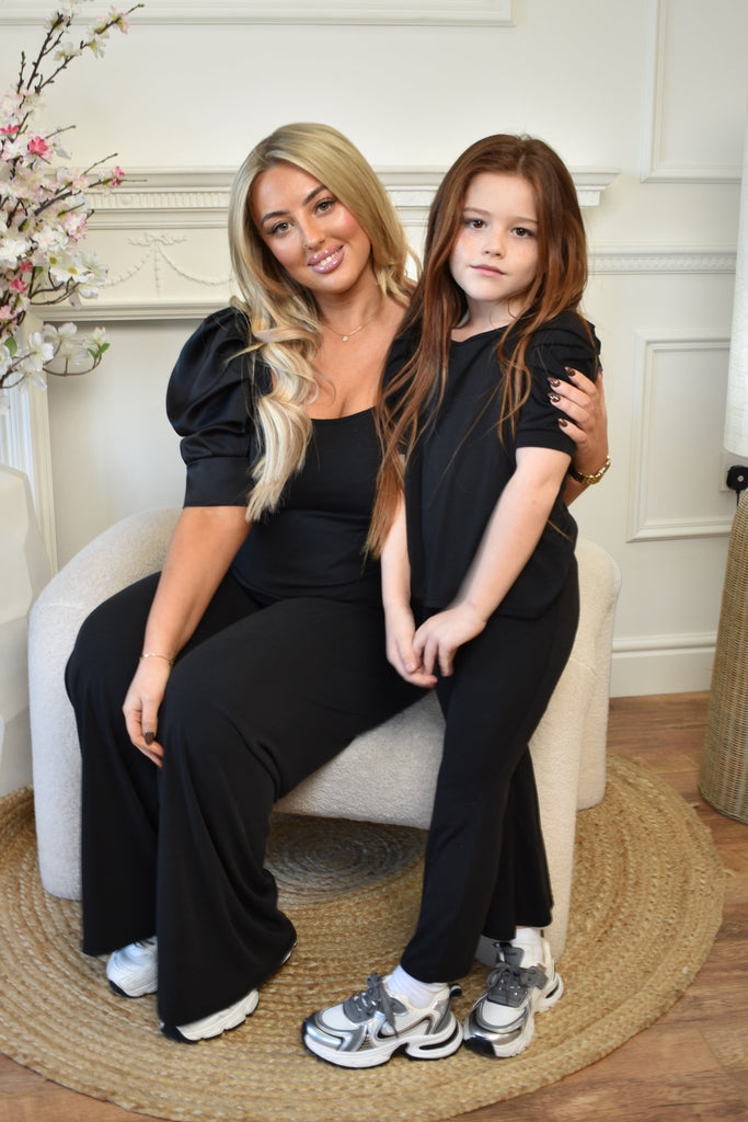 Lauren Goodger & Larose Childrens Black Puff Sleeve Top - H&L