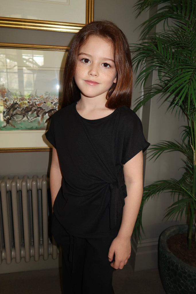 Lauren Goodger & Larose Childrens Black Side Tie Top - H&L