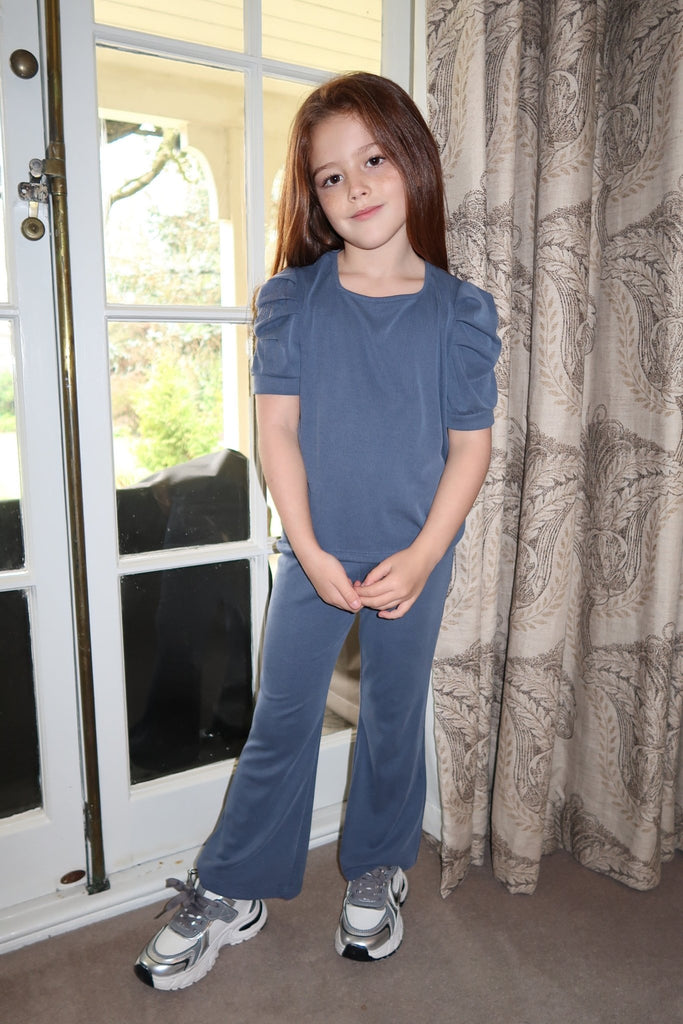 Lauren Goodger & Larose Childrens Denim Blue High Waisted Wide Leg Trouser - H&L