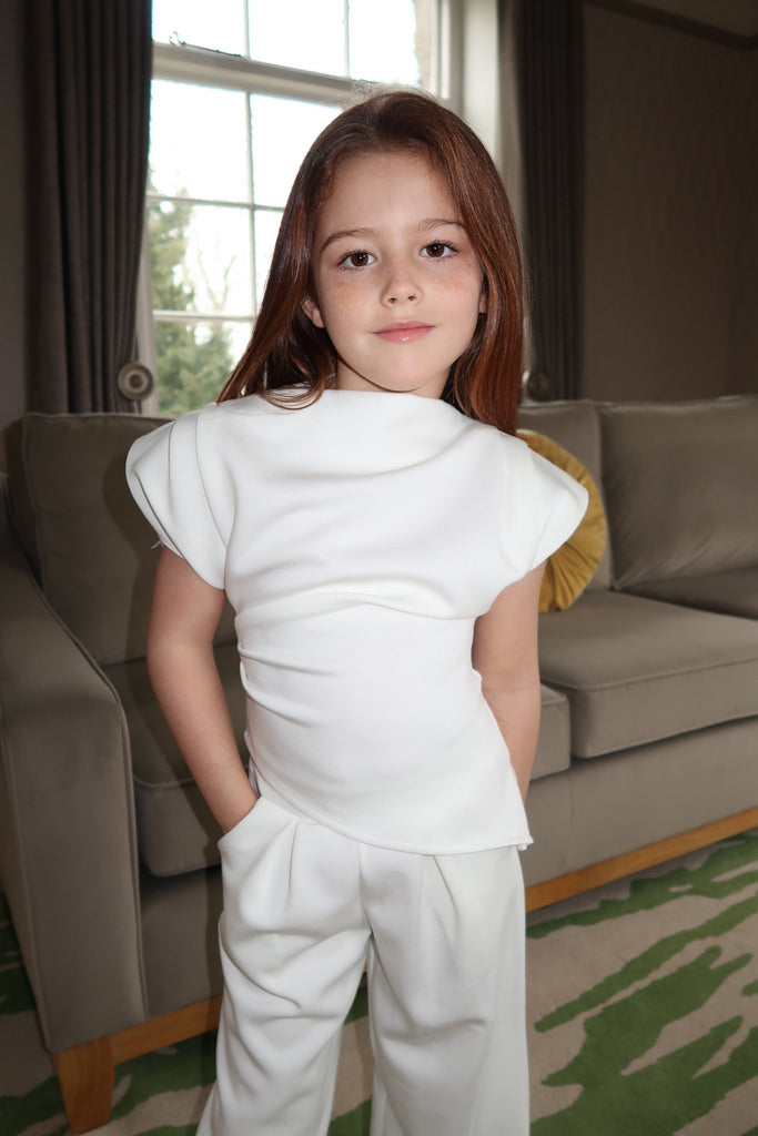 Lauren Goodger & Larose Childrens White Asymmetrical Wide Leg Co - Ord - H&L