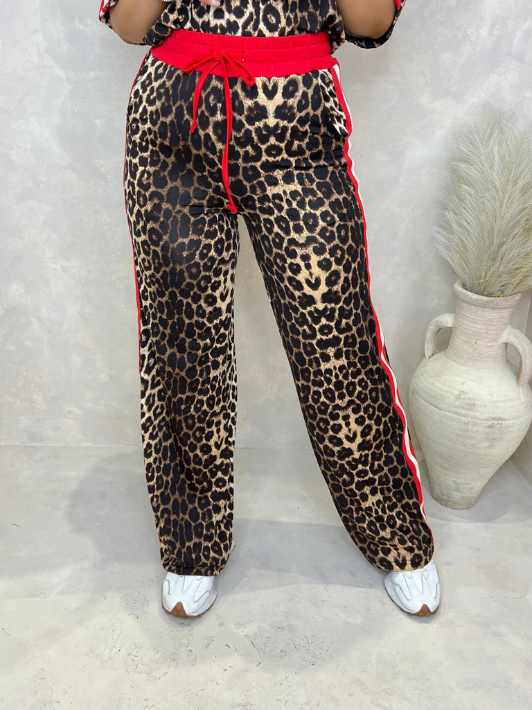 Leopard Red/Beige Side Stripe Trouser Set - H&L