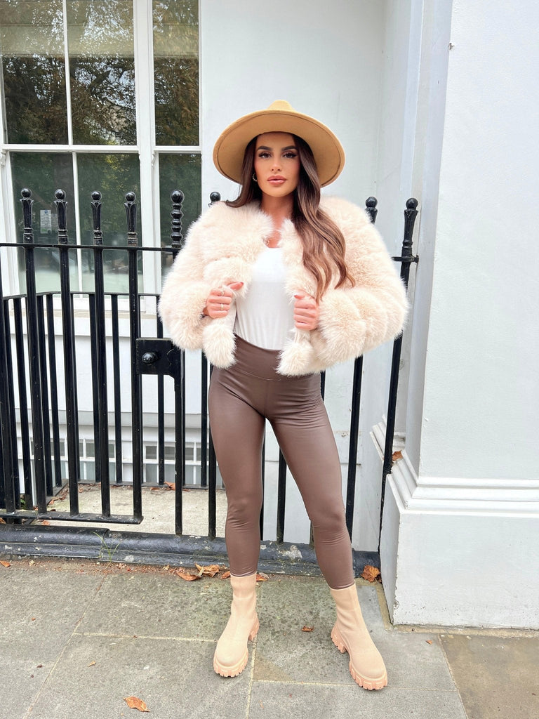 Light Beige Premium Faux Fur Jacket - H&L