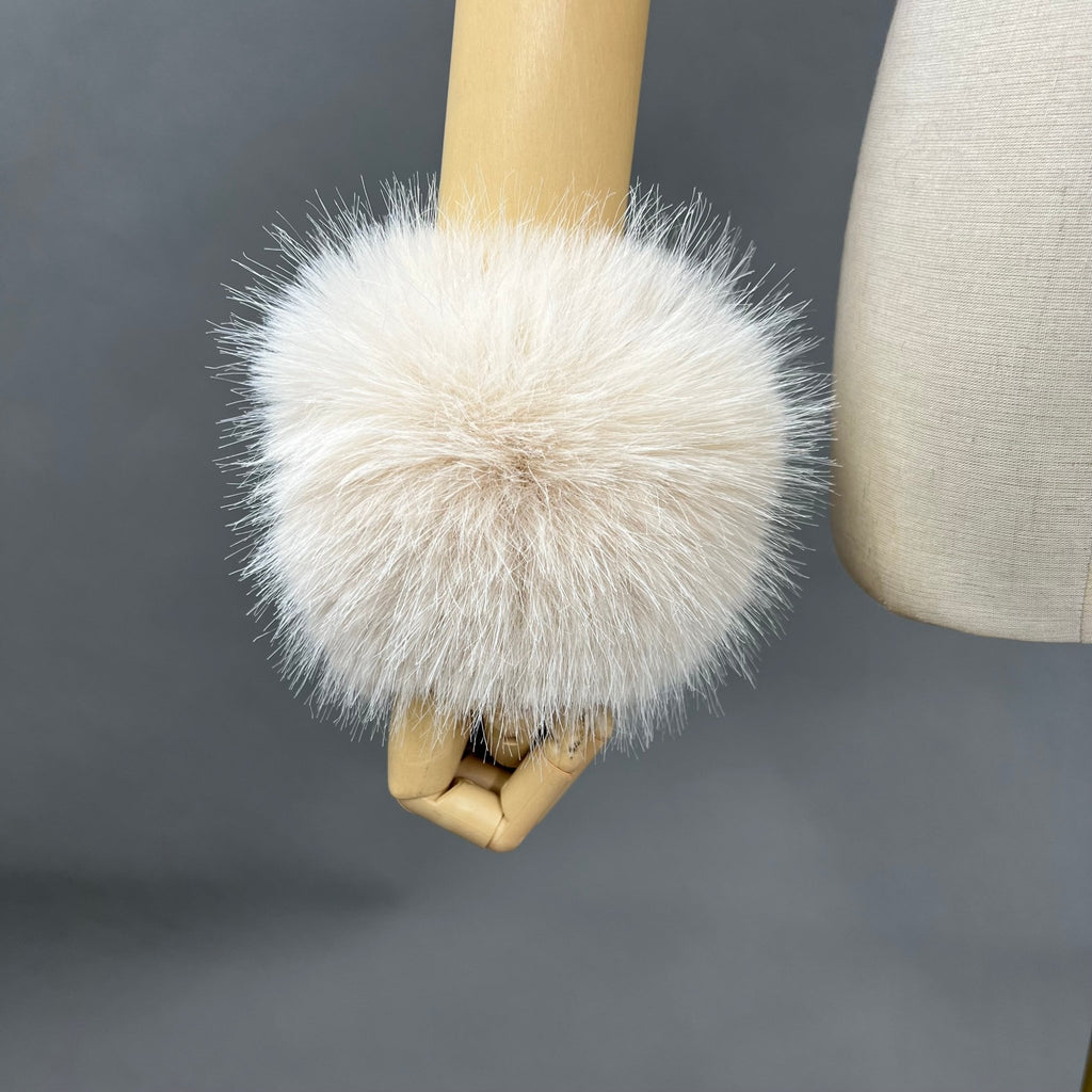 Light Beige Snap Band Faux Fur Cuffs - H&L