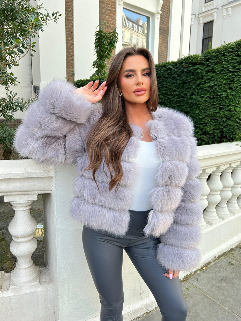 Light Grey Premium Faux Fur Jacket - H&L