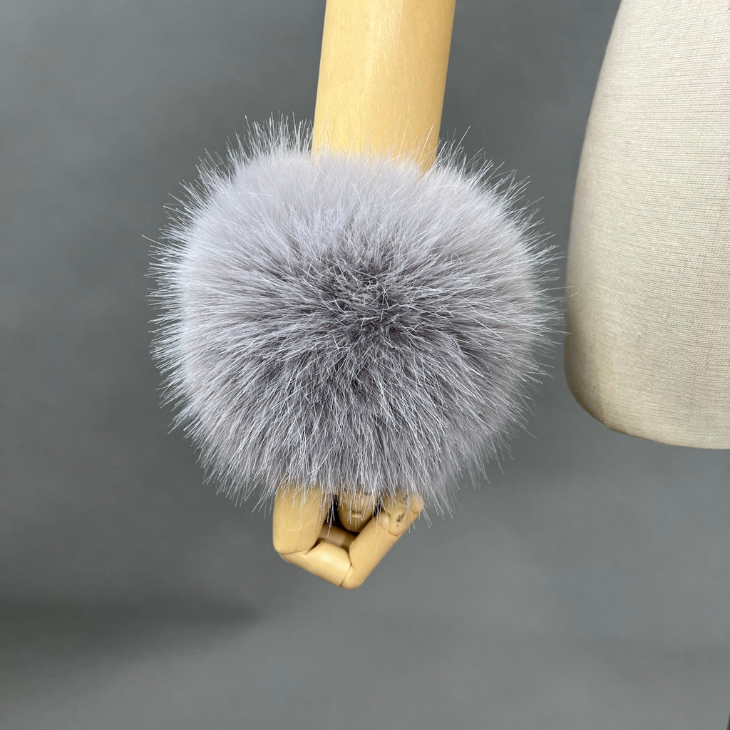 Light Grey Snap Band Faux Fur Cuffs - H&L