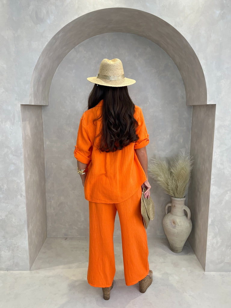 Orange Santorini Rolled Sleeve Shirt - H&L