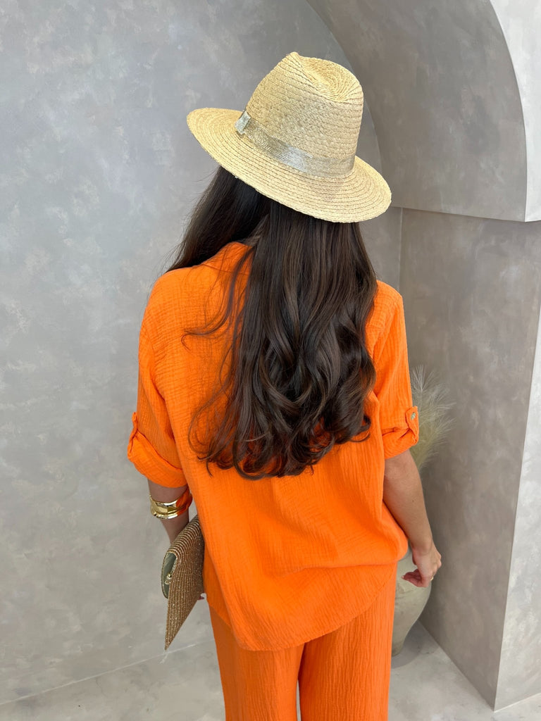 Orange Santorini Rolled Sleeve Shirt - H&L