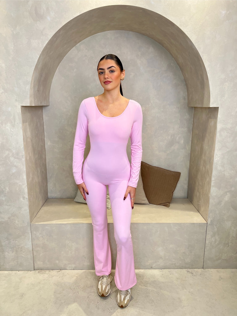 Pink Cut Out Back Unitard - H&L