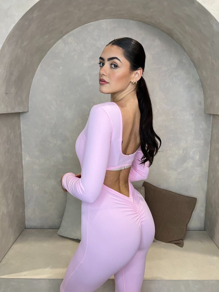 Pink Cut Out Back Unitard - H&L