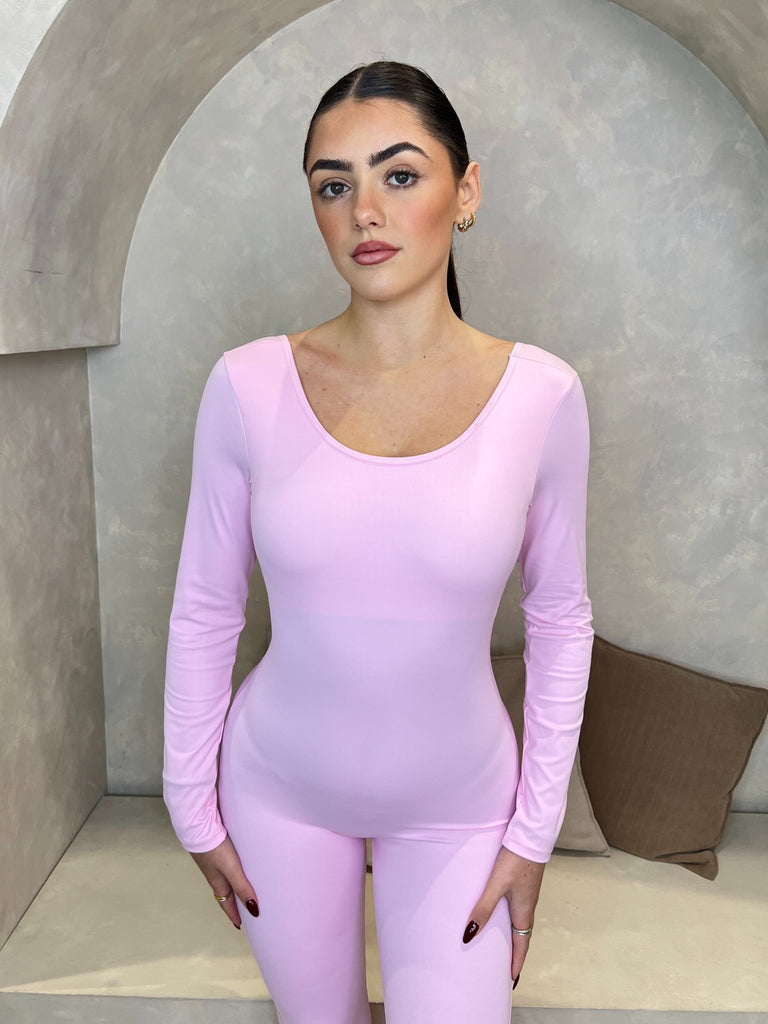 Pink Cut Out Back Unitard - H&L