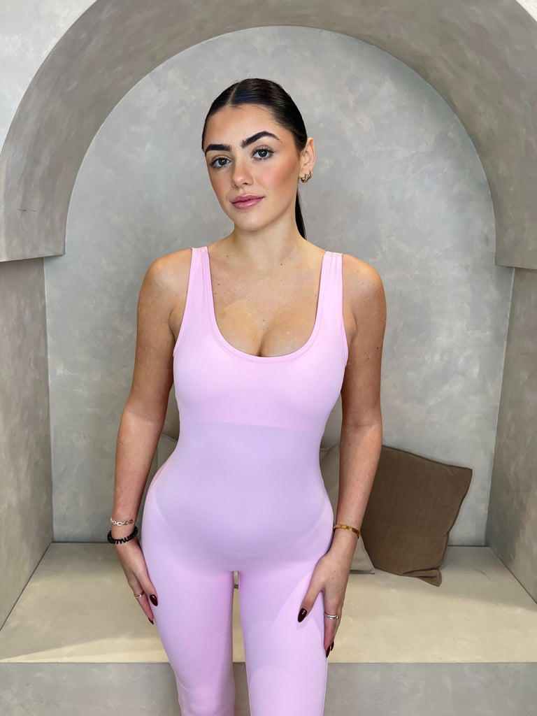 Pink Sleeveless Cut Out Back Unitard - H&L