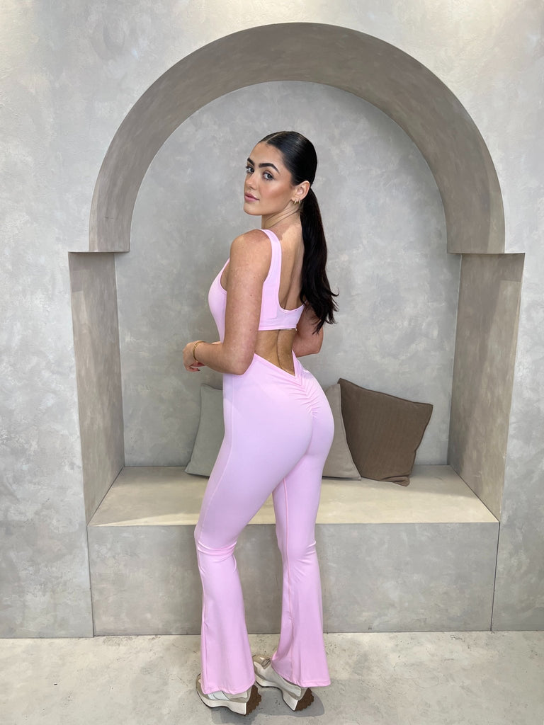 Pink Sleeveless Cut Out Back Unitard - H&L