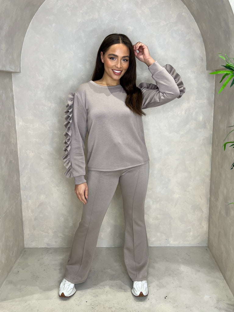 Ruffle Sleeve Wide Leg Tracksuit - H&L