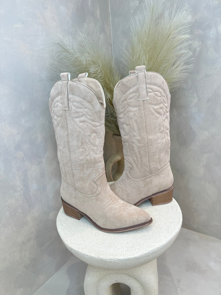 Suede Effect Cowboy Boots - H&L