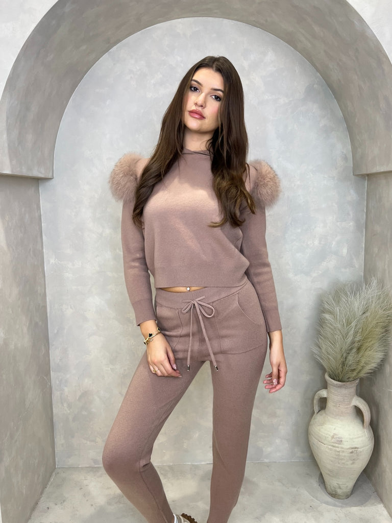 Taupe Luxury Fur Tracksuit - H&L