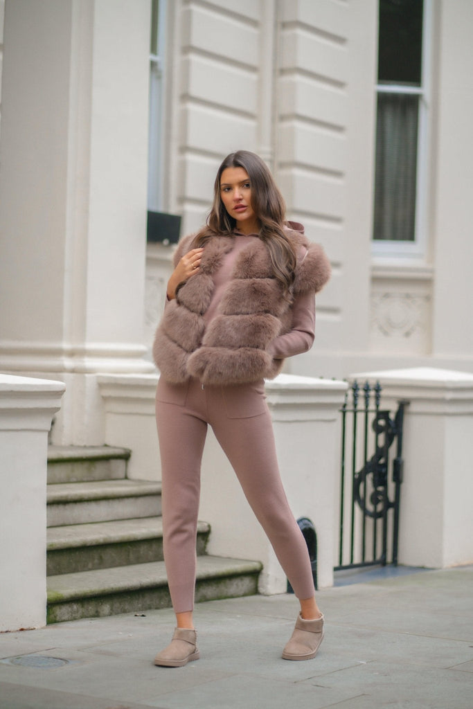 Taupe Premium Faux Fur Gilet - H&L