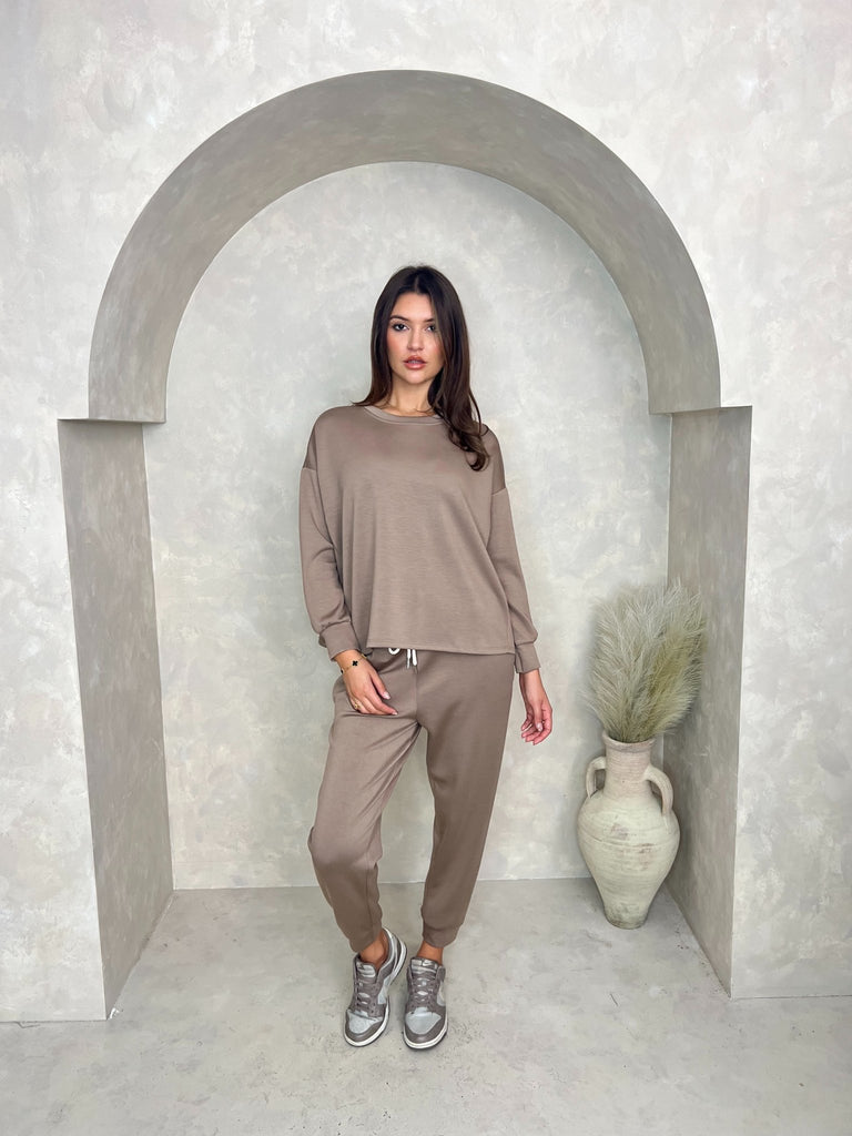 Taupe Round Neck Sweatshirt - H&L