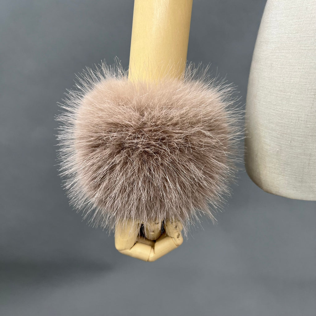 Taupe Snap Band Faux Fur Cuffs - H&L