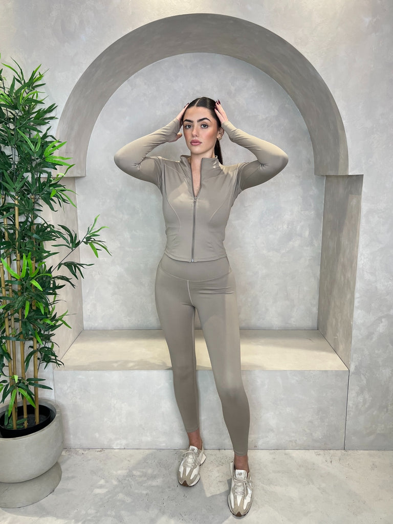 Taupe Zip Jacket And Legging Set - H&L