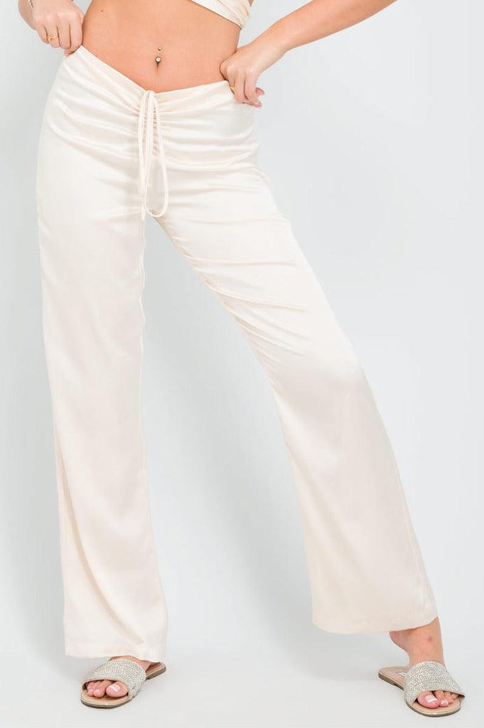 The Alexa Satin Ruched Trousers - H&L