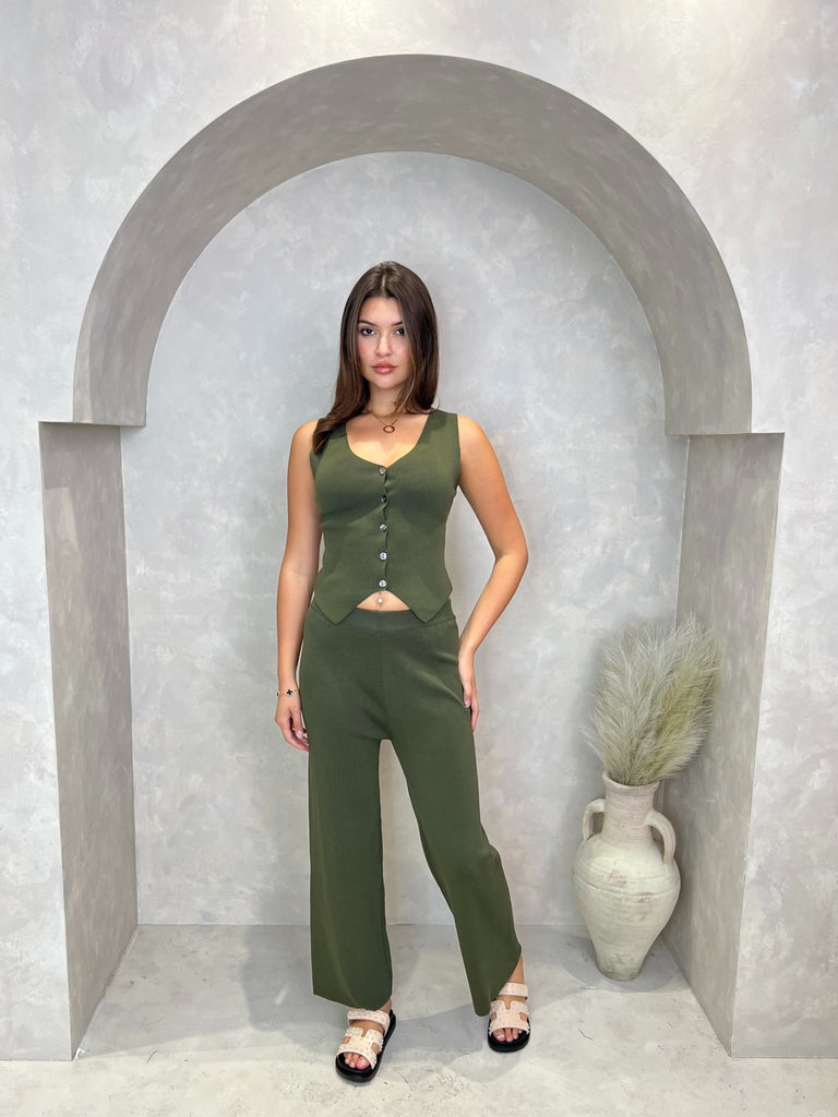 Waistcoat And Wide Leg Trouser Set - H&L