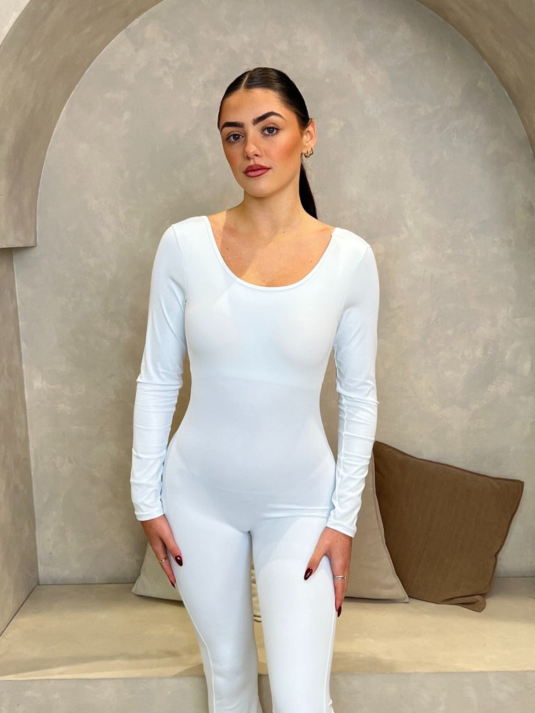 White Cut Out Back Unitard - H&L