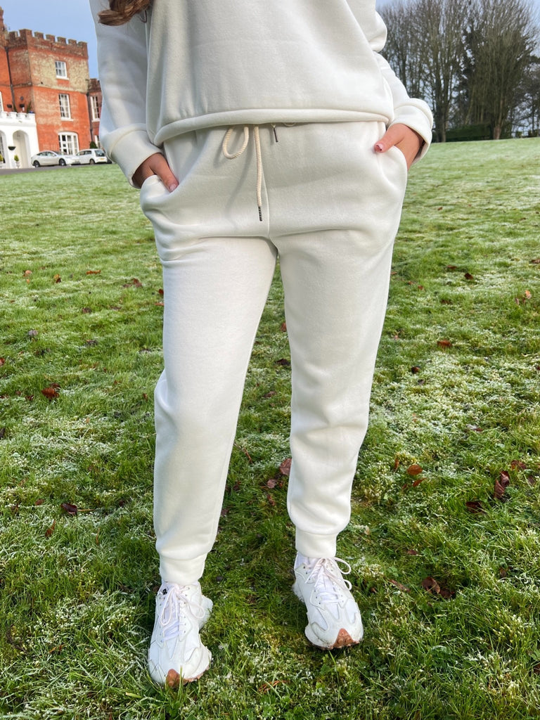 White Drawstring Cuffed Jogging Bottoms - H&L