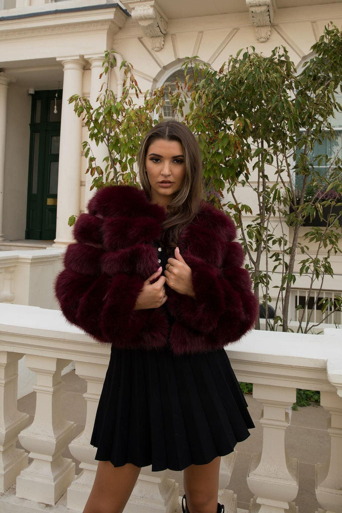 Wine Red Premium Faux Fur Jacket - H&L